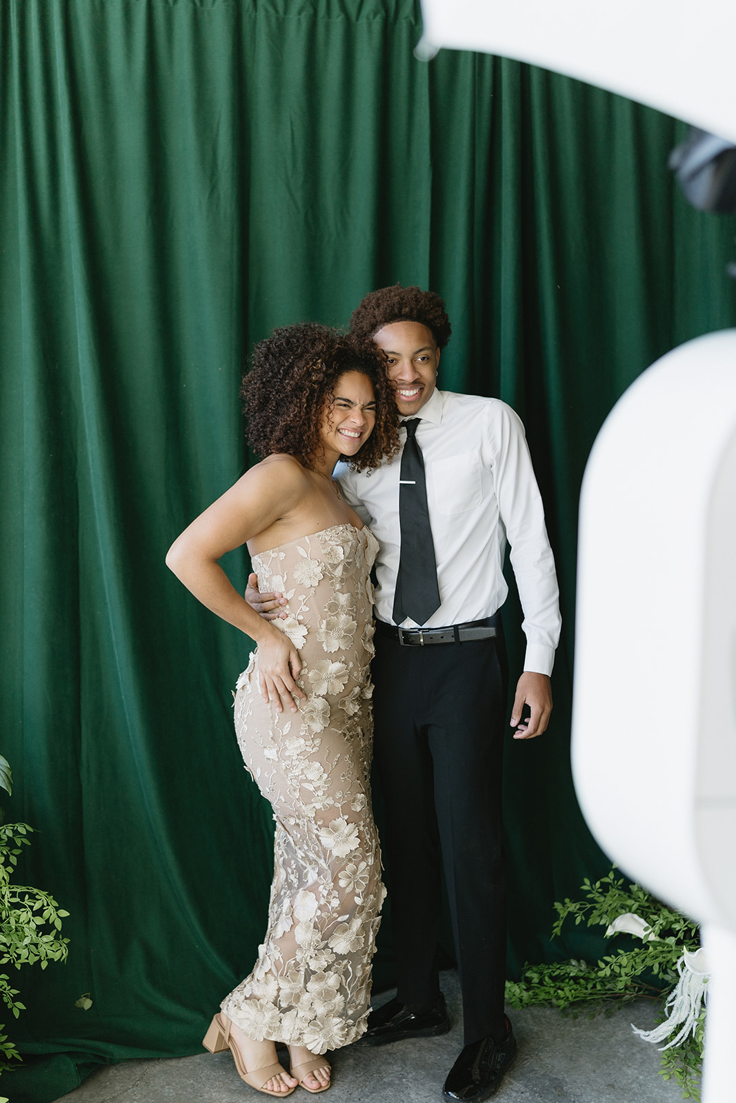 Elegant drape backdrop for wedding photo booth in Massachusetts